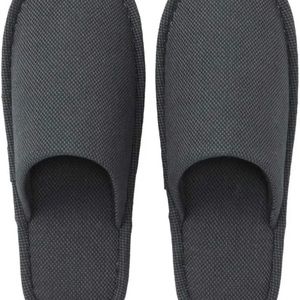 MUJI Cotton Basket Weave Eva Sole Slippers No Left & Right Design, Charcaol Gray